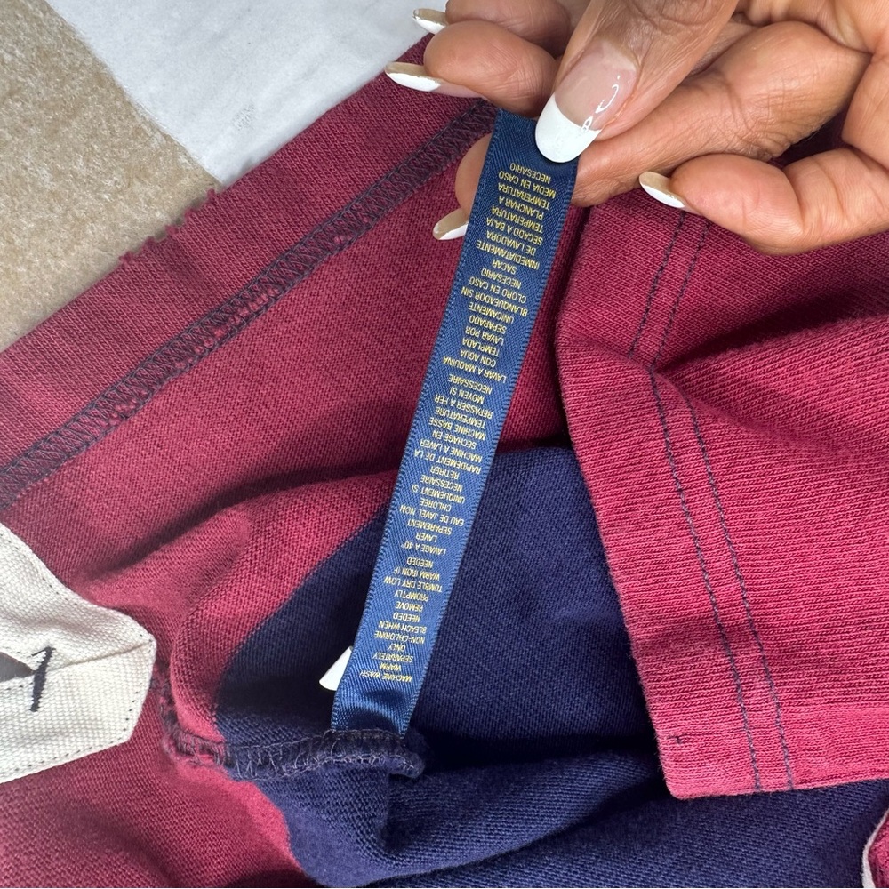 Ralph Lauren Rugby Shirt M | Maroon Navy Striped RLFC 1939-40 Patch | Vintage - Picture 10 of 16